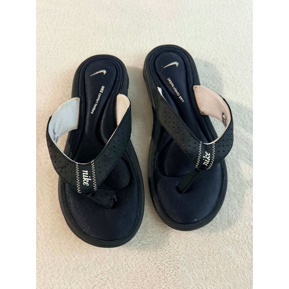 Nike Womens Size 6 Black Comfort Footbed Thong Sandals Athletic Flip Flops